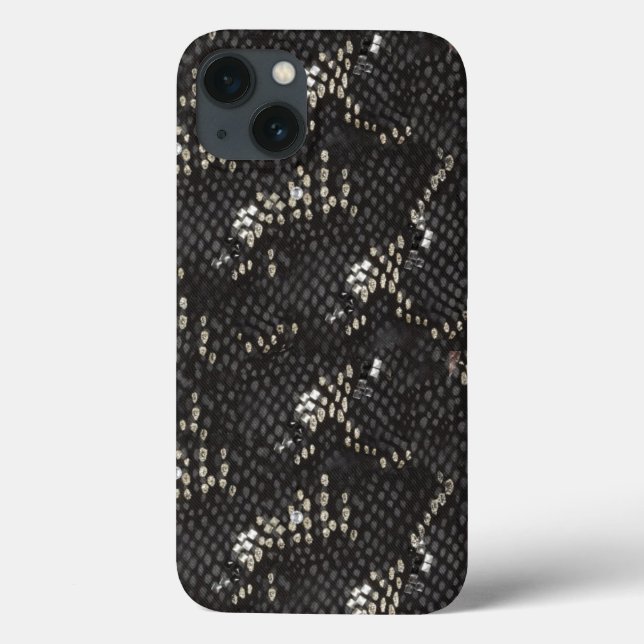 Funda De Case-Mate Para iPhone Piel de serpiente de diamante negro (Reverso)