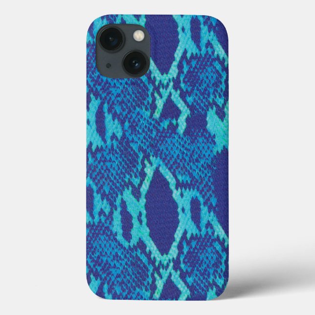 Funda De Case-Mate Para iPhone Piel de serpiente en diseño azul (Reverso)