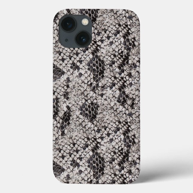Funda De Case-Mate Para iPhone Piel de serpiente negra y gris (Reverso)