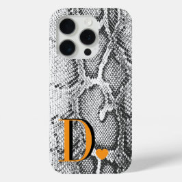 Funda Para iPhone 15 Pro Piel de serpiente pitón blanca - Ricas Monogramas 