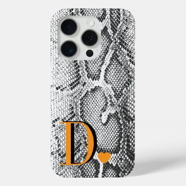 Funda De Case-Mate Para iPhone Piel de serpiente pitón blanca - Ricas Monogramas  (Reverso )
