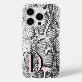 Funda Para iPhone 15 Pro Piel de serpiente pitón blanca - Ricas Monogramas 