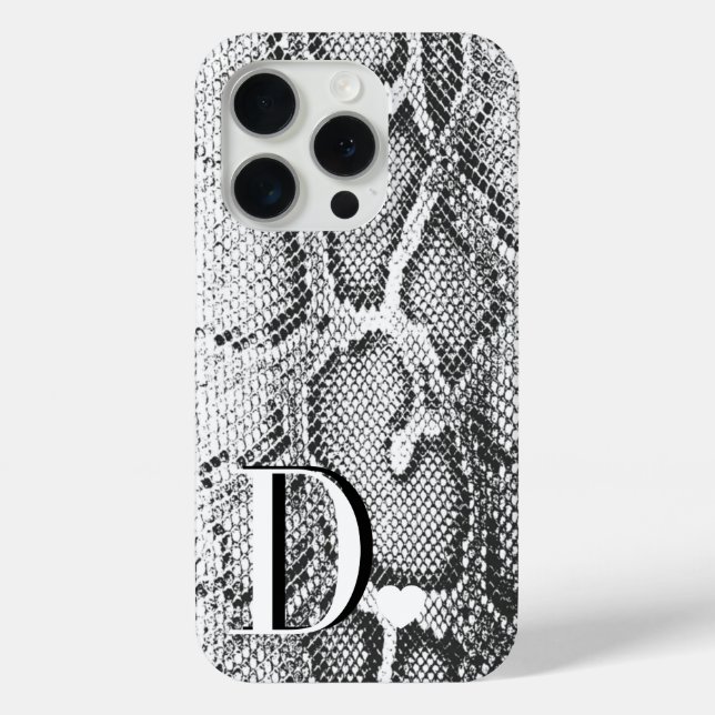 Funda De Case-Mate Para iPhone Piel de serpiente pitón blanca - Ricas Monogramas  (Reverso )