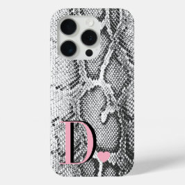 Funda Para iPhone 15 Pro Piel de serpiente pitón blanca - Ricas Monogramas 