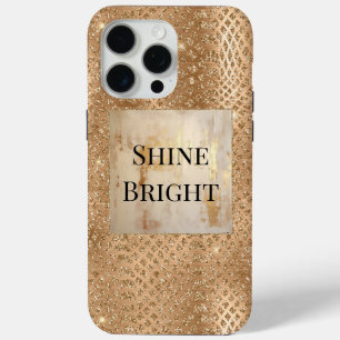 Funda Para iPhone 15 Pro Max Piel de serpiente Purpurina Glam Gold