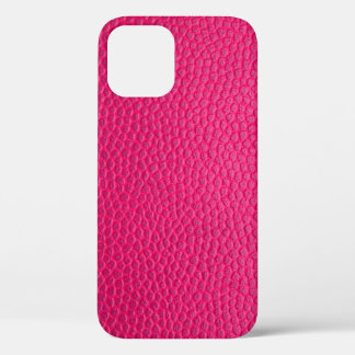 Funda Para iPhone 12 Piel de textura de cuero rosa