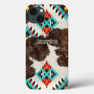 Funda Para iPhone 13 Piel de vaca bohemio de estilo sudoeste