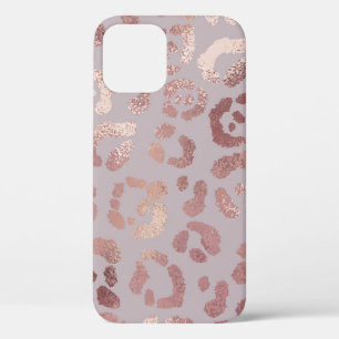 Funda Para iPhone 12 Piel leopardo: elegancia dorada rosa.
