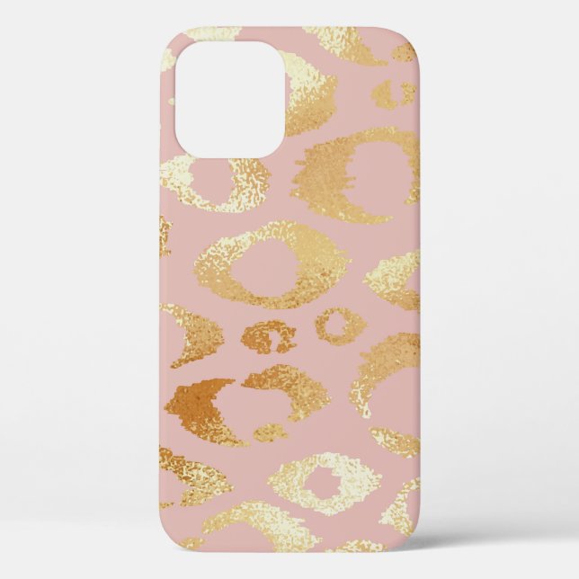 Funda De Case-Mate Para iPhone Piel leopardo, textura dorada rosa (Reverso )
