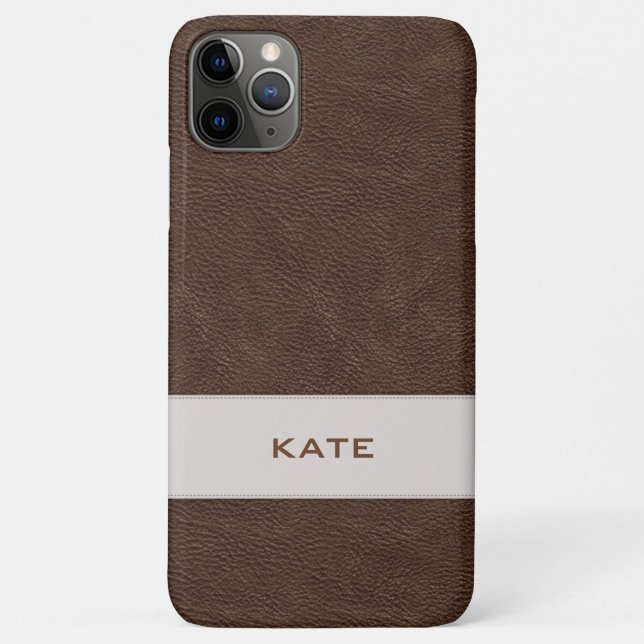 Funda De Case-Mate Para iPhone Piel marrón falsa personalizada (Reverso)