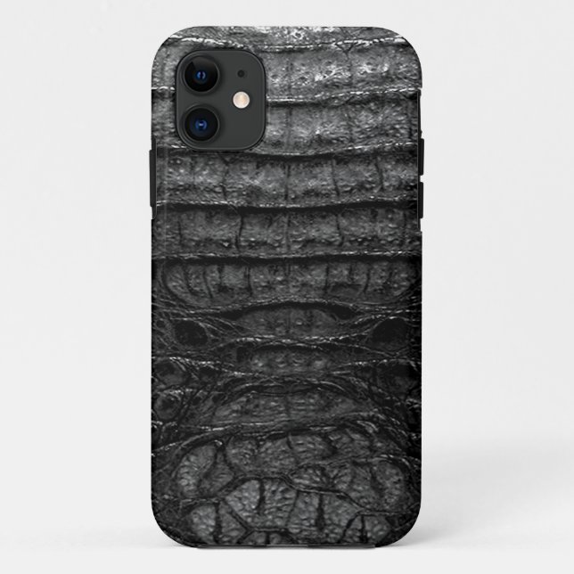 Funda De Case-Mate Para iPhone Piel negra del cocodrilo (Reverso)