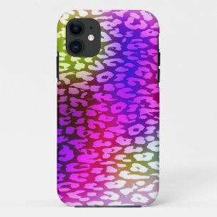 Funda Para iPhone 11 Piel retro rosa violeta verde leopardo