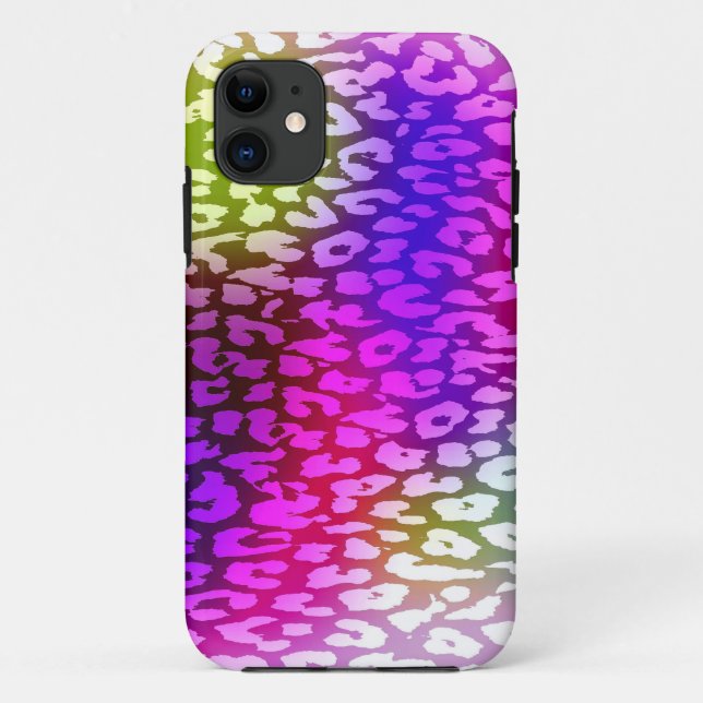Funda De Case-Mate Para iPhone Piel retro rosa violeta verde leopardo (Reverso)
