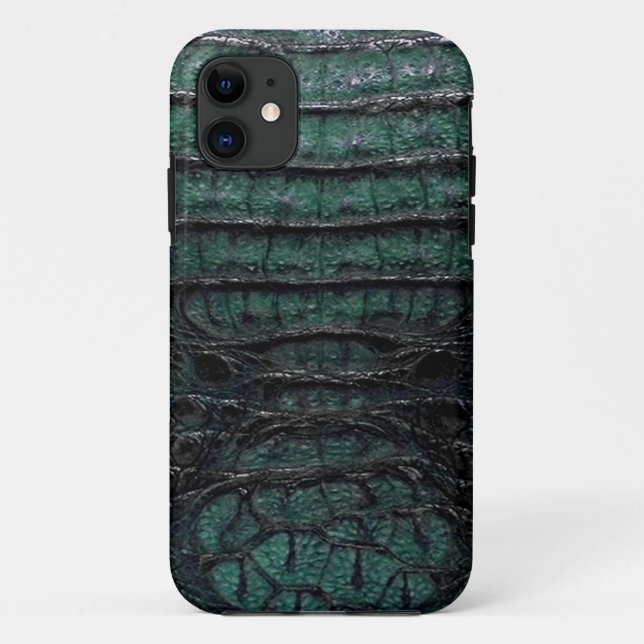 Funda De Case-Mate Para iPhone Piel verde del cocodrilo (Reverso)