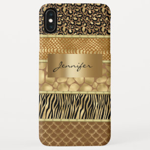 Funda Para iPhone XS Max Pieles de serpiente de cebra de oro mezclado con a