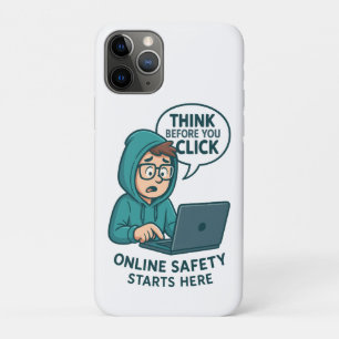 Funda Para iPhone 11 Pro Piensa Antes de Hacer Clic - Conciencia de Segurid