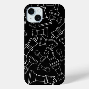 Funda Para iPhone 15 Mini Piezas negras de ajedrez