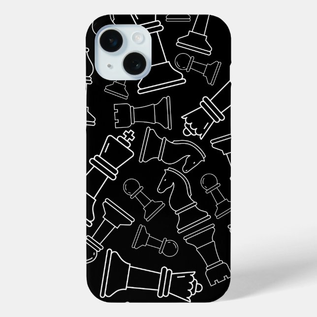 Funda De Case-Mate Para iPhone Piezas negras de ajedrez (Reverso )