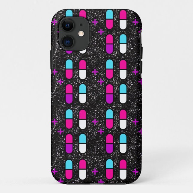 Funda De Case-Mate Para iPhone píldoras purpurina rosa (Reverso)