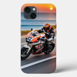 Funda Para iPhone 13 🏍️ Piloto de moto deportiva en carretera escénica