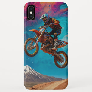 Funda Para iPhone XS Max Piloto de Motocross en Pendiente de Montaña