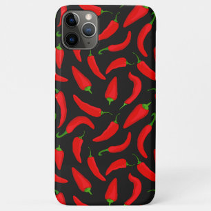 Funda Para iPhone 11 Pro Max Pimientos rojos sobre patrón negro genial