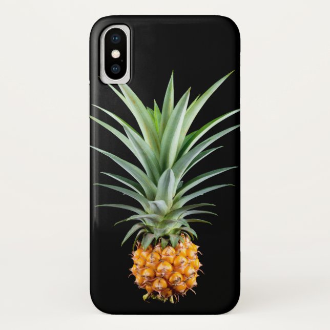 Funda De Case-Mate Para iPhone Piña con gran peinado sobre fondo negro (Reverso)