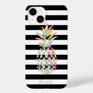 Funda Para iPhone 14 De Case-Mate Piña de colores alegres, franjas blancas negras