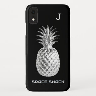 Funda Para iPhone XR Piña Espacial Plateada Snack Fruta Monogramada