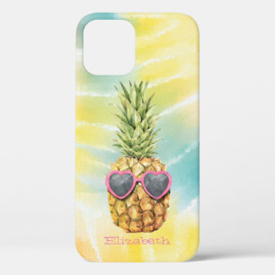 Funda Para iPhone 12 Piña Fresca, Tinte de Arcoíris con Acuarela