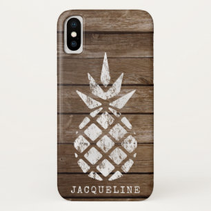 Funda Para iPhone X Piña, Whitewash sobre madera