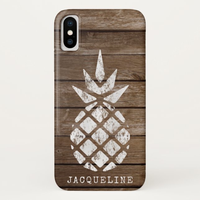 Funda De Case-Mate Para iPhone Piña, Whitewash sobre madera (Reverso)