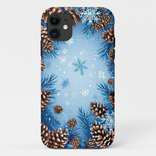 Funda Para iPhone 11 Piñas festivas y copos de nieve