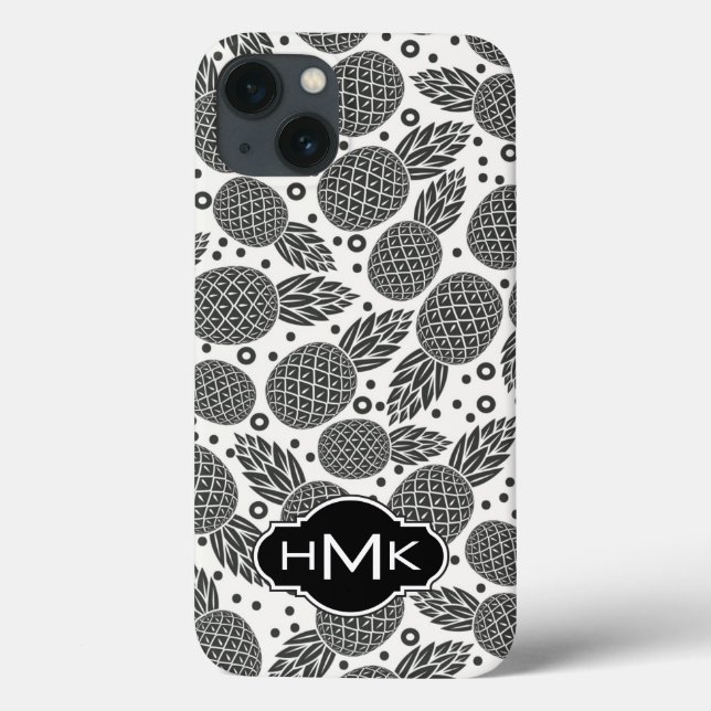 Funda De Case-Mate Para iPhone Piñas monocromáticas | Monograma (Reverso)