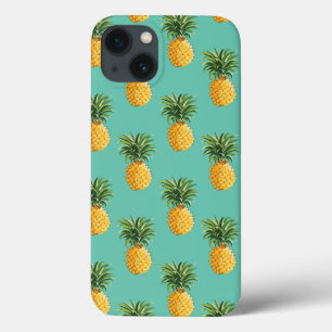 Funda Para iPhone 13 Piñas Tropicales En Verde azulado