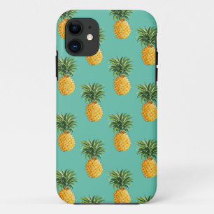 Funda Para iPhone 11 Piñas Tropicales En Verde azulado