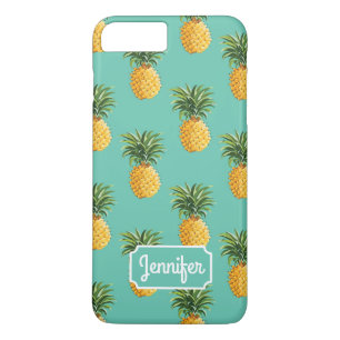 Funda Para iPhone 8 Plus/7 Plus Piñas Tropicales En Verde azulado  Agregar su nom