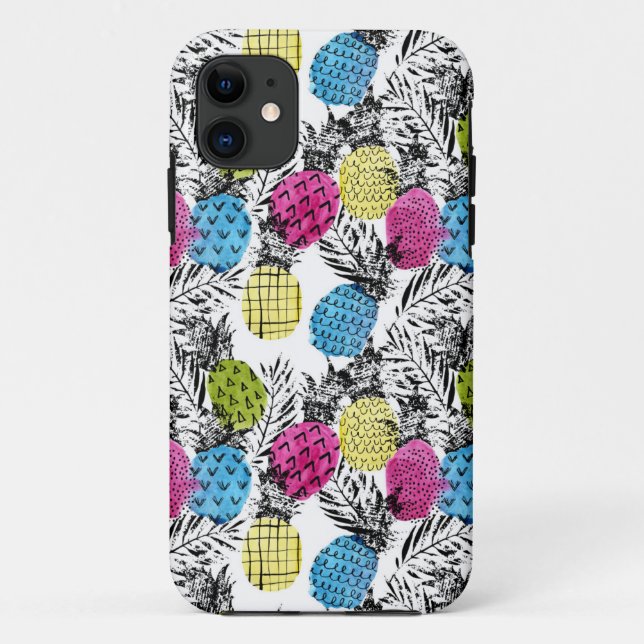 Funda De Case-Mate Para iPhone Piñas y hojas de palma del arte pop (Reverso)