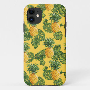 Funda Para iPhone 11 Piñas y hojas tropicales en el oro