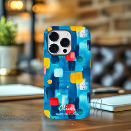Funda Para iPhone 14 Pro De Case-Mate Pincel abstracto con nombre y frase personalizados