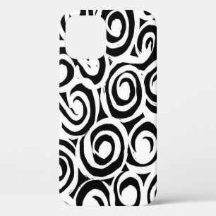 Funda Para iPhone 12 Pincel patrón de grunge. Vintage blanco y negro. a