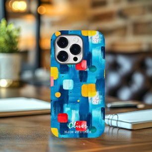 Funda Para iPhone 14 Pro De Case-Mate Pincelada abstracta con nombre y frase personaliza