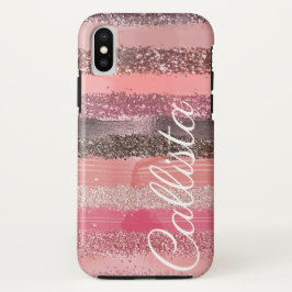 Funda Para iPhone 15 Pro Pinceladas Purpurinas de pintura de coral rosa de 