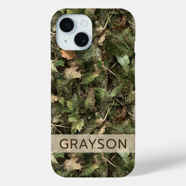 Funda De Case-Mate Para iPhone Pine and Leaves Camouflage Personalized (Reverso )