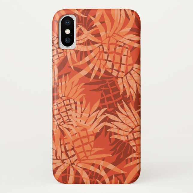 Funda De Case-Mate Para iPhone Pineapple Camo Hawaiian Tropical - Naranja (Reverso)