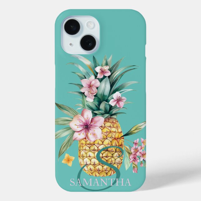 Funda De Case-Mate Para iPhone Pineapple Floral Mint Green (Reverso )