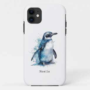 Funda Para iPhone 11 Pingüino acuarela Ártico Azure, personalizado