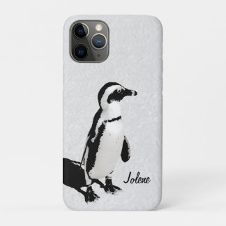 Funda Para iPhone 11 Pro Pingüino blanco negro de arte moderno