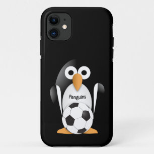 Funda Para iPhone 11 Pingüino con una pelota de fútbol