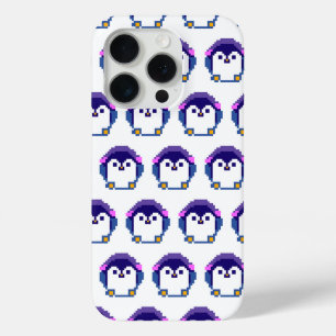 Funda Para iPhone 15 Pro Pingüino pixelado lindo almohada de lanzamiento de